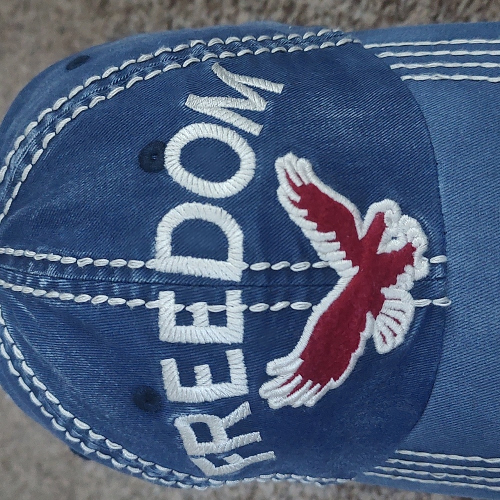 Freedom Eagle Distressed Baseball Strapback Cap - image 2